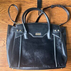 Aimee Kestenberg Black Leather Purse With Fur Front Panel